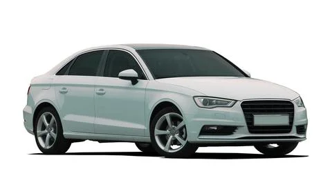 White sedan front view Stock Photos