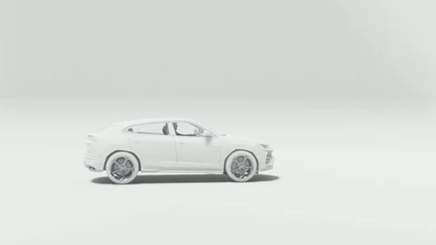 White Sedan Side View in Minimal Studio Lighting Stock Footage 312998372
