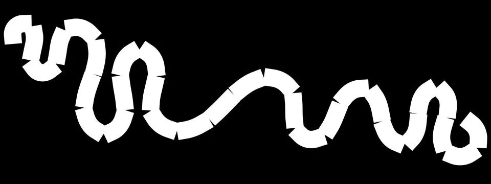 White segmented wavy line on black background, Abstract dashed path illustr.. Ilustração Stock