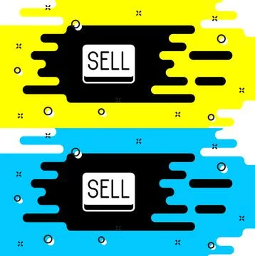 White Sell button icon isolated on black background. Financial and stock Stock Illustration