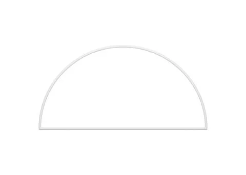 White semicircle protractor glossy geometric frame minimalist basic foundatio Stock Illustration