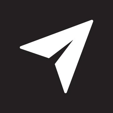 White send message solid icon isolated on black background Stock Illustration