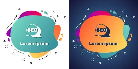 White SEO optimization icon isolated on white and blue background. Abstract Stock Illustration