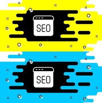 White SEO optimization icon isolated on black background. Vector イラスト素材