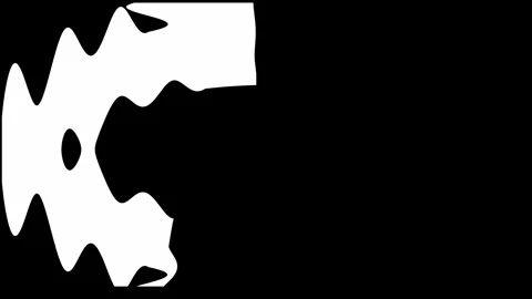 White serrated edge shapes forming a circular ring on black background Stock Footage 334256548