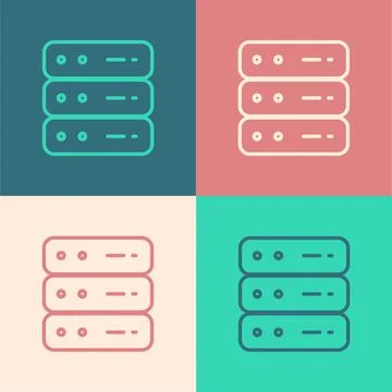 White Server, Data, Web Hosting icon isolated on black background. Vector Stock Illustration