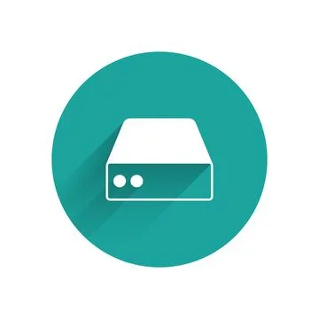 White Server, Data, Web Hosting icon isolated with long shadow background. Green Stock Illustration
