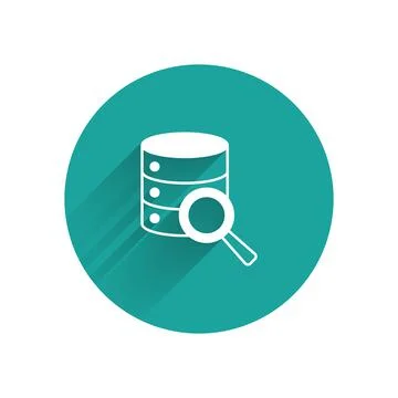 White Server, Data, Web Hosting icon isolated with long shadow background. Green Stock Illustration