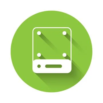 White Server, Data, Web Hosting icon isolated with long shadow background. Green 스톡 일러스트