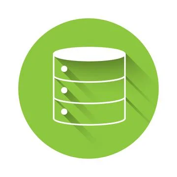 White Server, Data, Web Hosting icon isolated with long shadow background. Green 스톡 일러스트