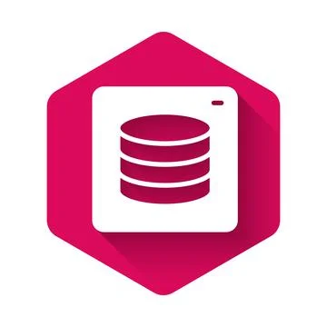 White Server, Data, Web Hosting icon isolated with long shadow background. Pi Stock Illustration