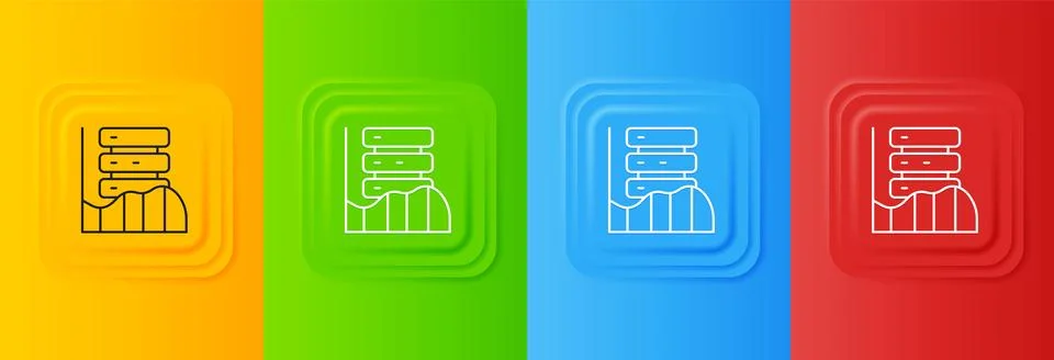 White Server, Data, Web Hosting icon isolated on colorful background. Set i.. Illustrazione stock