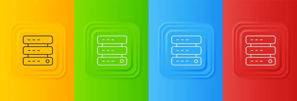 White Server, Data, Web Hosting icon isolated on colorful background. Set i.. Stock Illustration