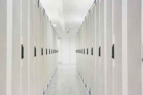 White server room corridor Stock Photos