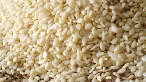 White sesame seed falling. Macro shot. Stock-Footage 236826888