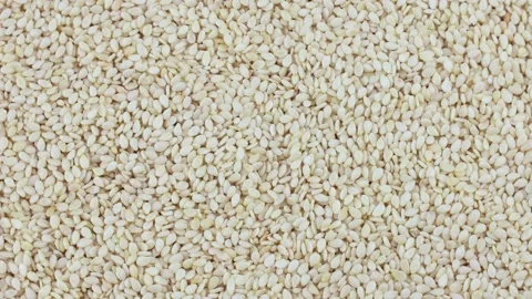 White sesame seeds texture circle rotation close up Stock Footage 237254789