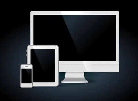 White set mobile phone, tablet pc and computer Stockillustratie