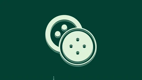 White Sewing button for clothes icon isolated on green background. Clothing Stock Footage 236035637
