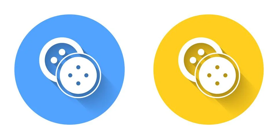 White Sewing button for clothes icon isolated with long shadow background Stock Illustration