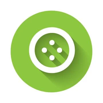 White Sewing button for clothes icon isolated with long shadow background Illustrazione stock