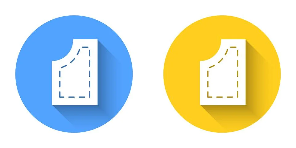 White Sewing pattern icon isolated with long shadow background. Markings for Illustrazione stock