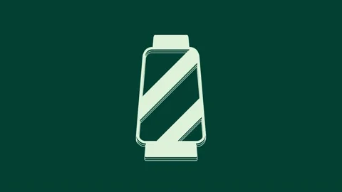 White Sewing thread on spool icon isolated on green background. Yarn spool Stock Footage 236035610