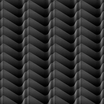 White shaded Seamless gradient lines waves pattern on black background Stock Illustration