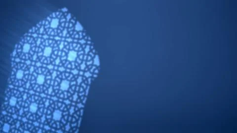 White shadow of arched mosque windows on the blue wall Illustrazione stock