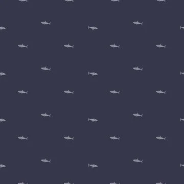 White shark seamless pattern in scandinavian style. Marine animals background Illustrazione stock