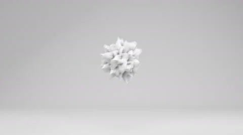 White sharp edged 3D shape pulsating. Loop 4k UHD (3840x2160) Stock Footage 65381075