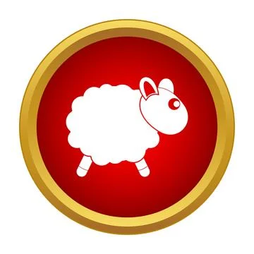 White sheep icon in a red circular frame イラスト素材