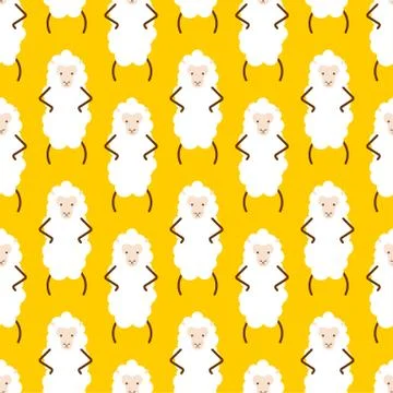 White sheep pattern seamless. Farm animal background vector illustration Stock Illustration