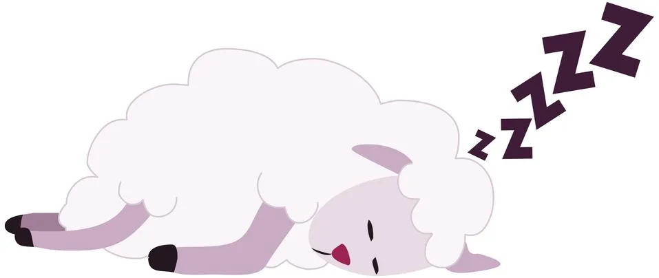 White Sheep Sleeping Stock Illustration