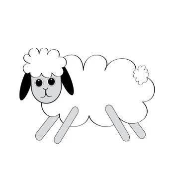 White sheep on white background Stock Illustration