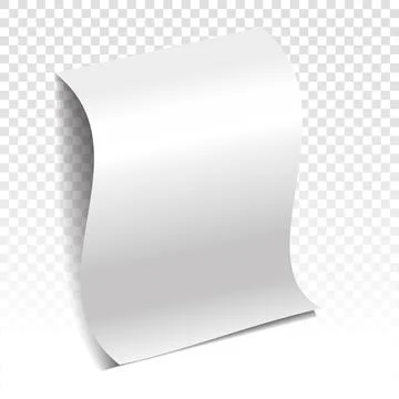 White sheet of A4 paper with a shadow on a transparent and white background Stock Illustration