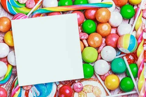 White sheet on candy and sweets Stock Photos