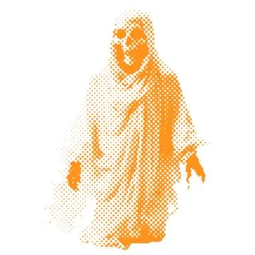 White sheet ghost - Halloween halftone dotted realistic clipart. Offset texture Illustrazione stock