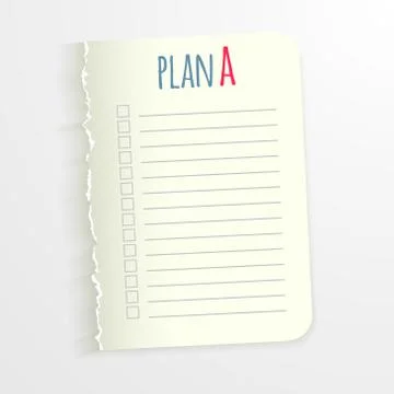 White sheet with inscription plan A. Leaf   ragged edge to record the completed Illustrazione stock