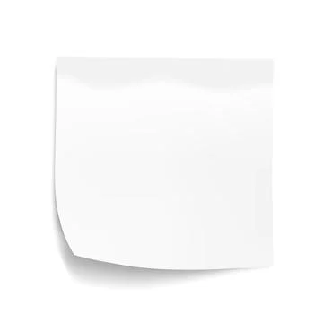 White sheet of note paper isolated on white background. Sticky note. Illustrazione stock