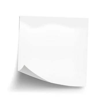 White sheet of note paper isolated on white background. Sticky note. Illustrazione stock