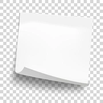 White sheet of note paper isolated on transparent background. Sticky note. Illustrazione stock