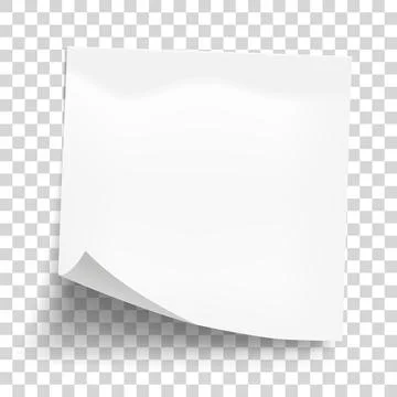 White sheet of note paper isolated on transparent background. Sticky note. Stock Illustration