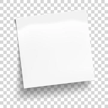 White sheet of note paper isolated on transparent background. Sticky note. Stock Illustration
