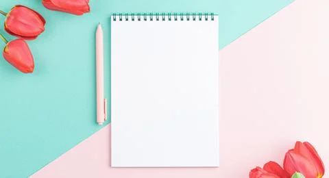 White sheet notepad with pen. Stock Photos