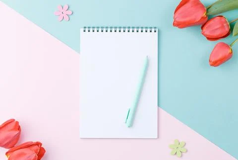White sheet notepad with pen. Stock Photos