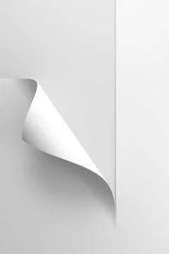 White sheet of paper with corner curl, 3d rendering Stock Illustration