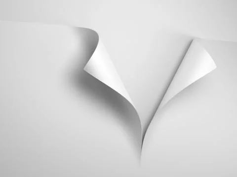 White sheet of paper with corner curl Stock Illustration