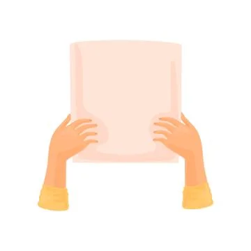 White sheet of paper in the hands. Vector illustration on white background. Illustrazione stock