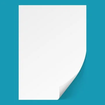 White sheet of paper.Realistic vector on blue background eps10 Stock Illustration