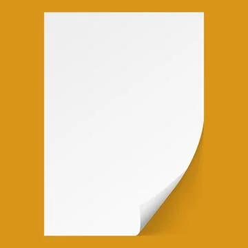 White sheet of paper.Realistic vector on yellow background eps10 Stock Illustration